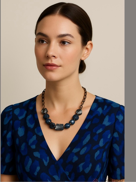 Handmade Jewelry - Blue Crystal and Bead Necklace
